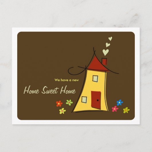 Brown Home Sweet Home / We verhuisden Briefkaart (Voorkant)