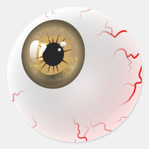 Brown Horror Eyeball Ronde Sticker