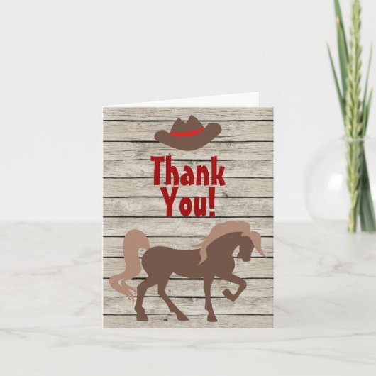 Brown Horse and Cowboy Pet op Barn Wood Western Bedankkaart (Voorkant)