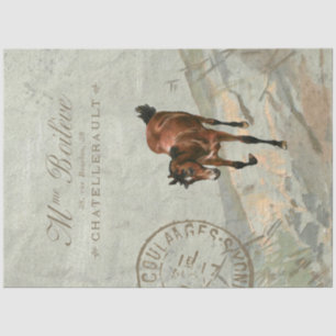 Brown Horse Carte Postale, Franse groene ontkoppel Tissuepapier