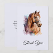 Brown Horse head Portrait in Watercolor Bedankkaart (Voorkant / Achterkant)