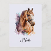 Brown Horse Head Portrait in Watercolor Briefkaart (Voorkant)