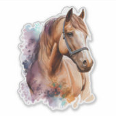 Brown Horse Head Portrait in Watercolor Sticker (Voorkant)