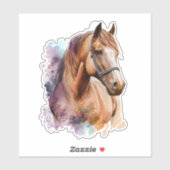 Brown Horse Head Portrait in Watercolor Sticker (Vel)