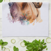 Brown Horse head Portrait in Watercolor Theedoek (Gevouwen)