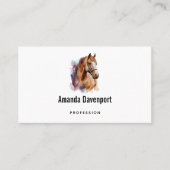 Brown Horse Head Portrait in Watercolor Visitekaartje (Voorkant)