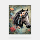 Brown horse in flowers. Acryl Bord (Voorkant)