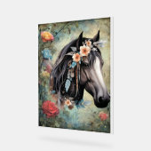 Brown horse in flowers. Acryl Bord (Hoek)