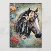 Brown horse in flowers. Menu (Voorkant)