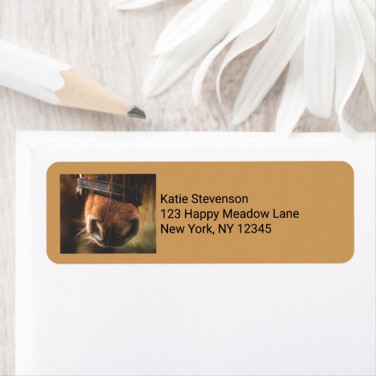 Brown Horse Nose Photo Cute and Rustic Etiket (Insitu)