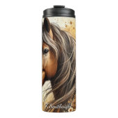 Brown Horse Sunflower Butterfly Serenity Thermosbeker (Voorkant)