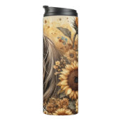 Brown Horse Sunflower Butterfly Serenity Thermosbeker (Geroteerd rechts)