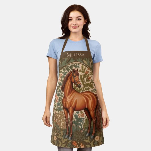 Brown Horse William Morris Inspired Personalized  Schort (Gedragen)