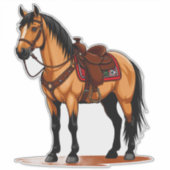 Brown Horse With Saddle Sticker (Voorkant)