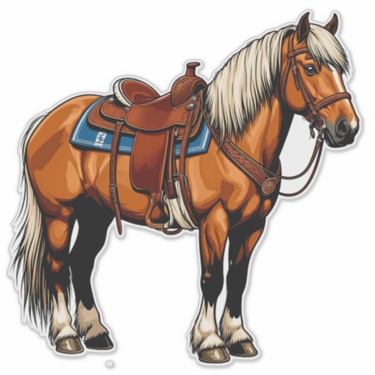 Brown Horse With Saddle Sticker (Voorkant)