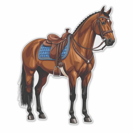 Brown Horse With Saddle Sticker (Voorkant)
