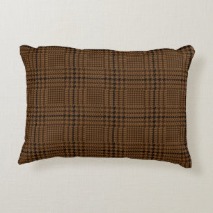 Brown Houndstooth Glen Check Pattern Accent Kussen