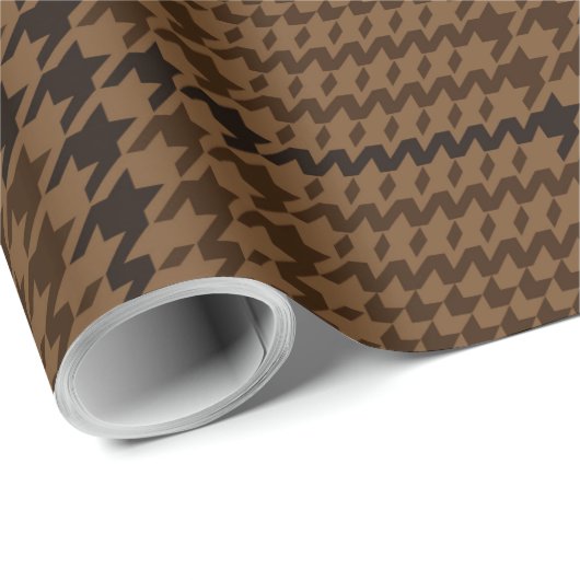 Brown Houndstooth Glen Check Pattern Cadeaupapier (Rol Hoek)