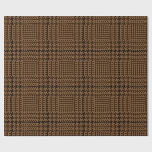 Brown Houndstooth Glen Check Pattern Cadeaupapier (Vlak)