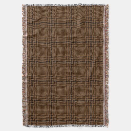 Brown Houndstooth Glen Check Pattern Deken (Voorkant Verticaal)