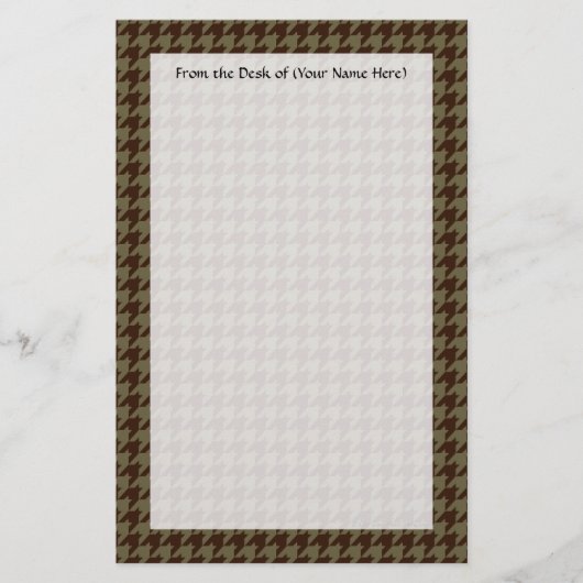 Brown Houndstooth Handsome Gentlemen's Pattern Briefpapier (Voorkant)