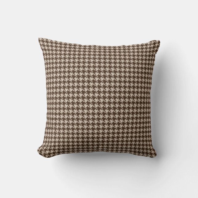 Brown Houndstooth Kussen (Voorkant)