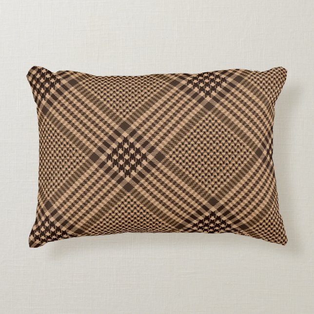 Brown Houndstooth Scottish Check Pset Pattern Accent Kussen (Voorkant)