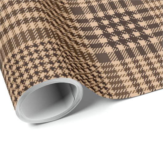 Brown Houndstooth Scottish Check Pset Pattern Cadeaupapier (Rol Hoek)