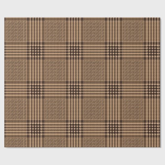 Brown Houndstooth Scottish Check Pset Pattern Cadeaupapier (Vlak)