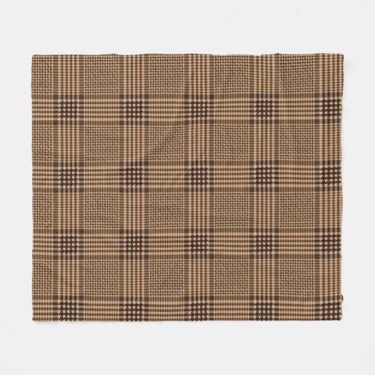 Brown Houndstooth Scottish Check Pset Pattern Fleece Deken (Voorkant (Horizontaal))