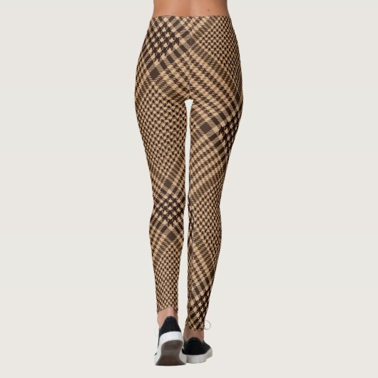 Brown Houndstooth Scottish Check Pset Pattern Leggings (Achterkant)