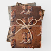 Brown Howdy Cowboy Western Rope Inpakpapier Vel (In situ)