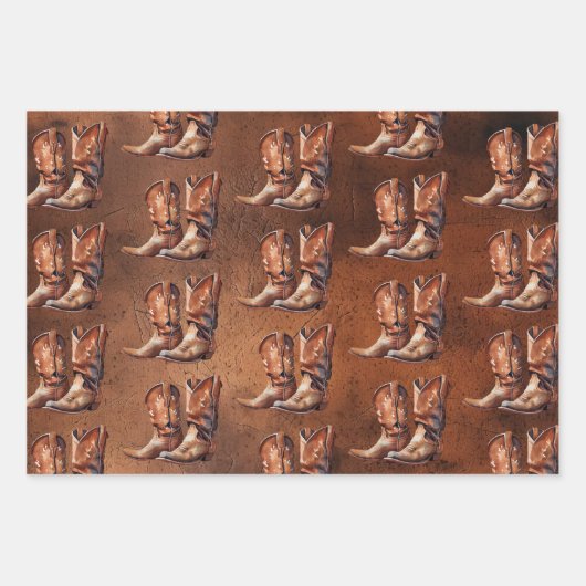 Brown Howdy Cowboy Western Rope Inpakpapier Vel (Voorkant)
