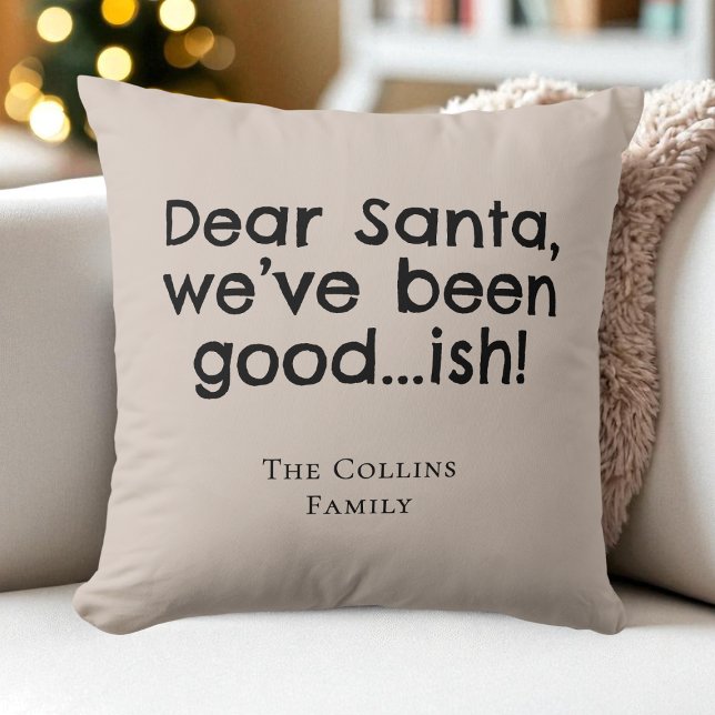 Brown Humor Dear Santa Fun Quote Funny Christmas Kussen (Brown Humor Dear Santa Fun Quote Funny Christmas Throw Pillow)
