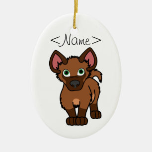 Brown Hyena Cub Keramisch Ornament