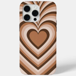 Brown Hypnotic Heart Love Pattern iPhone 15 Pro Max Hoesje