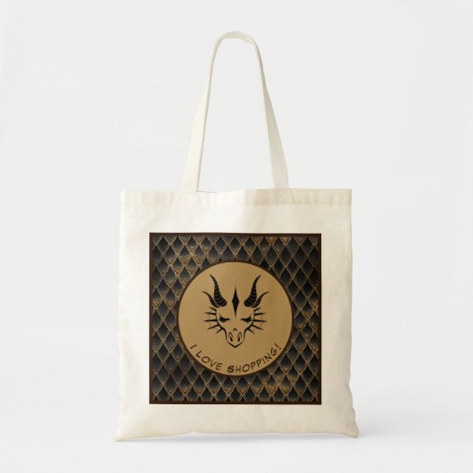 Brown I Love Shopping Dragon Head & Scales Tote Bag (Voorkant)