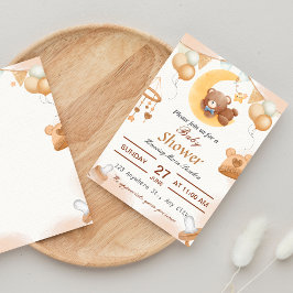 Brown Illustration Baby shower Uitnodiging