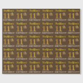 Brown, Imitation Gold Kijk "11e BIRTHDAY" Cadeaupapier (Vlak)