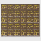 Brown, Imitation Gold Kijk "22e BIRTHDAY" Cadeaupapier (Vlak)