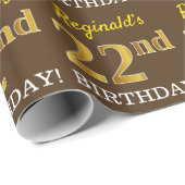 Brown, Imitation Gold Kijk "22e BIRTHDAY" Cadeaupapier (Rol Hoek)
