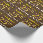 Brown, Imitation Gold Kijk "25th BIRTHDAY" Cadeaupapier (Hoek)