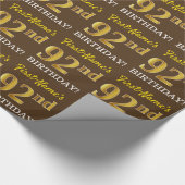 Brown, Imitation Gold Kijk "92e BIRTHDAY" Cadeaupapier (Hoek)