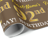 Brown, Imitation Gold Kijk "92e BIRTHDAY" Cadeaupapier (Rol Hoek)