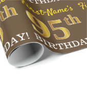 Brown, Imitation Gold Kijk "95th BIRTHDAY" Cadeaupapier (Rol Hoek)