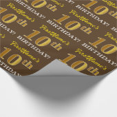 Brown, Imitation Gold look "10th BIRTHDAY" Cadeaupapier (Hoek)