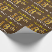 Brown, Imitation Gold look "18th BIRTHDAY" Cadeaupapier (Hoek)