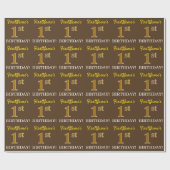 Brown, Imitation Gold look "1st BIRTHDAY" Cadeaupapier (Vlak)