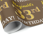 Brown, Imitation Gold look "33rd BIRTHDAY" Cadeaupapier (Rol Hoek)