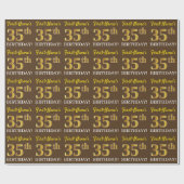 Brown, Imitation Gold look "35th BIRTHDAY" Cadeaupapier (Vlak)